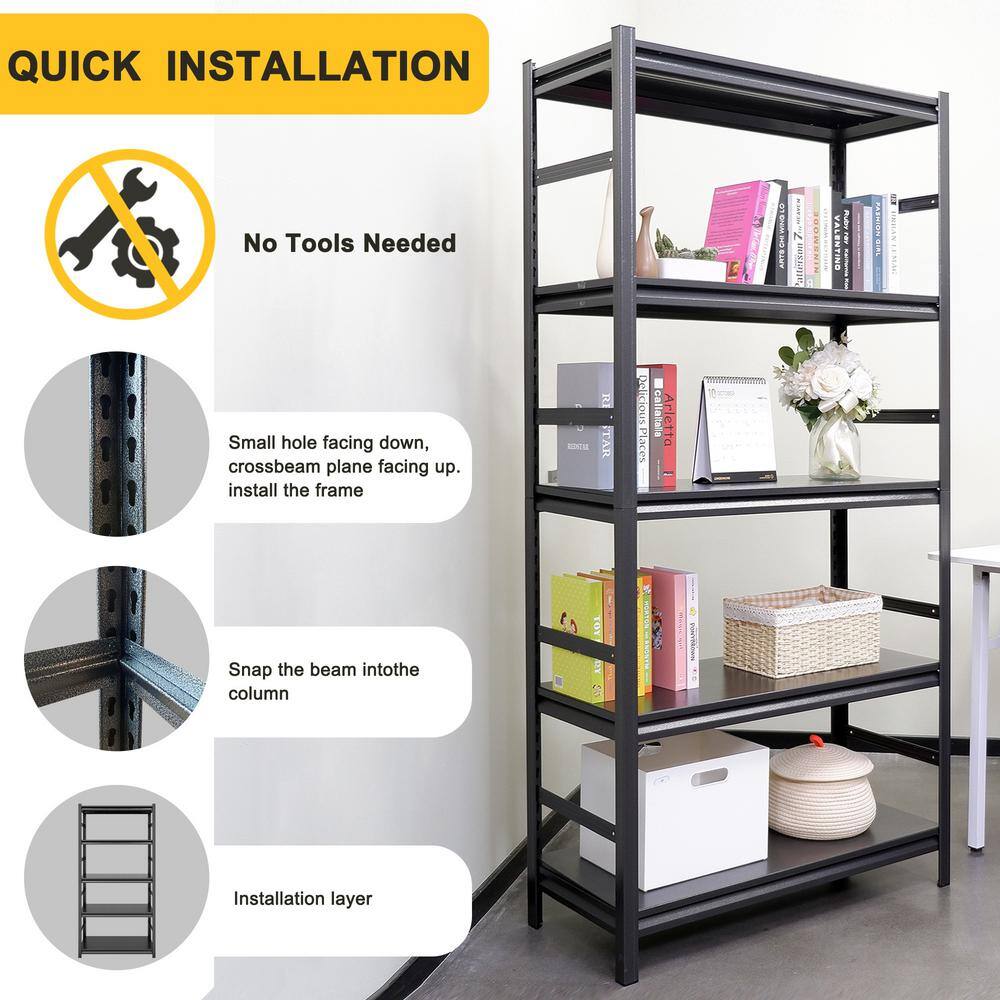 Storage Shelves 5-Tier Heavy Duty Metal Shelving Unit Adjustable Shelving Units and Storage Rack Kitchen Garage Shelf - Hercitys