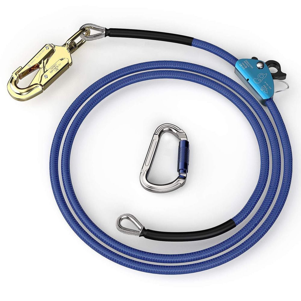 Steel Core Tree Climbing Kit 1/2 x 8′ Flipline Climbing Harness Equipment for Arborist with Aluminum Carabiner - Hercitys