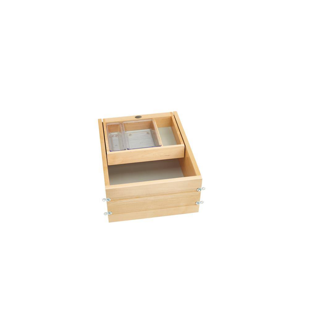 8 in. H x 15 in. W x 18.69 in. D Wood Vanity Half-Tiered Drawer with Soft-Close Slides - Hercitys