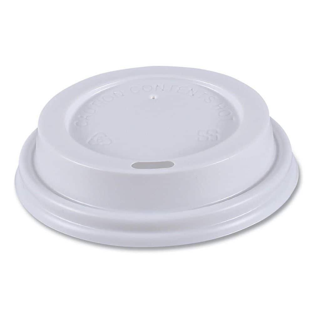 White Disposable Polystyrene Cup Lids, Hot Drinks, Fits 8 oz. Hot Cups, 1,000 / Carton - Hercitys