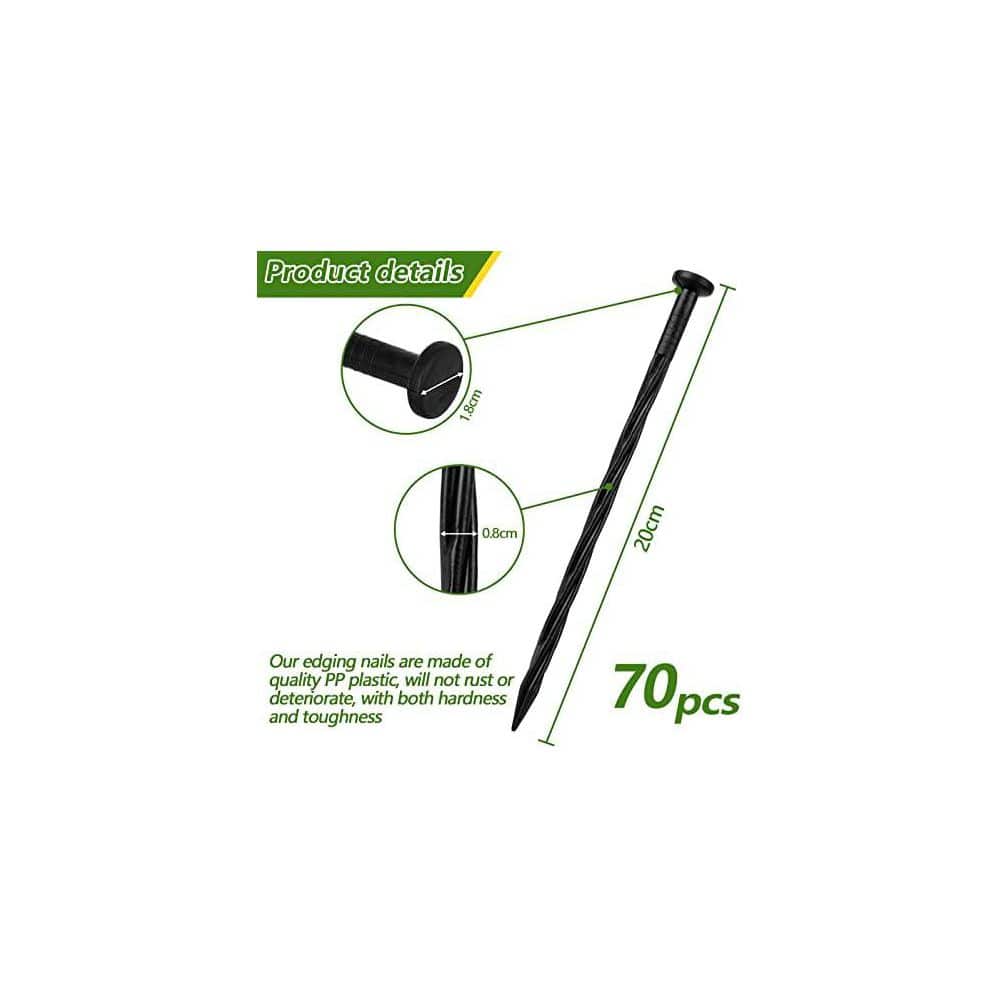 70-Piece 8 in. Plastic Spiral Landscape Edging Spikes for Garden and Turf - Hercitys