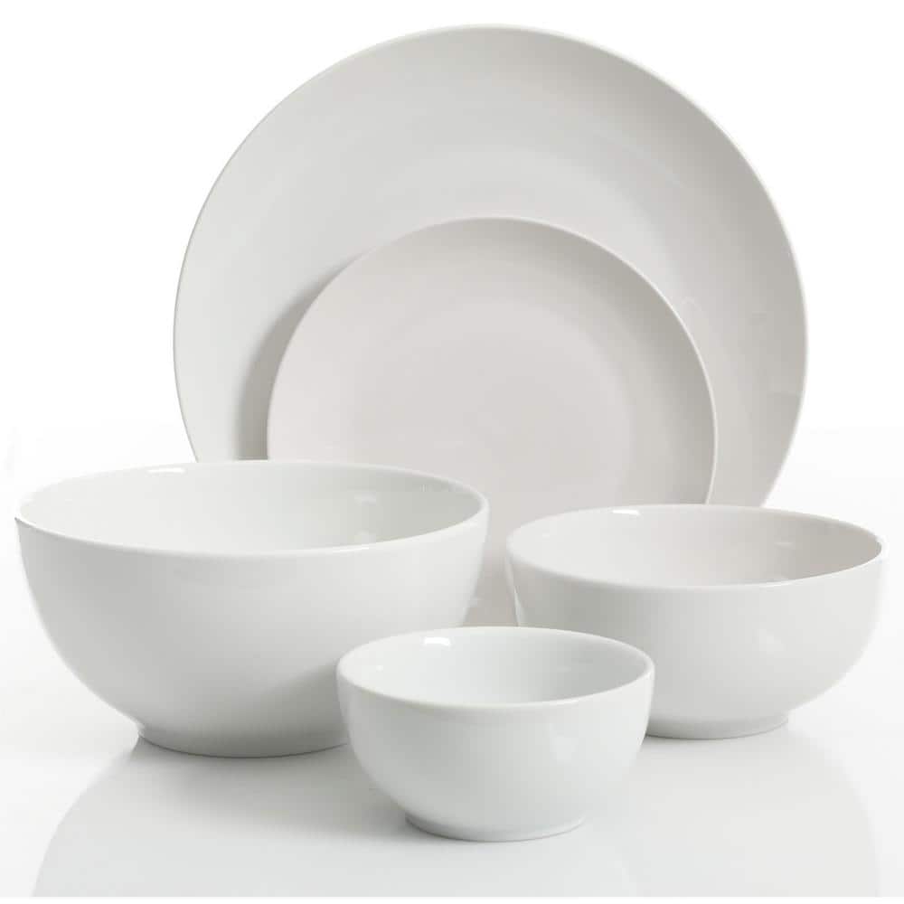 All U Need 60-Piece White Ceramic Dinnerware Combo Set with Drinkware and Flatware - Hercitys