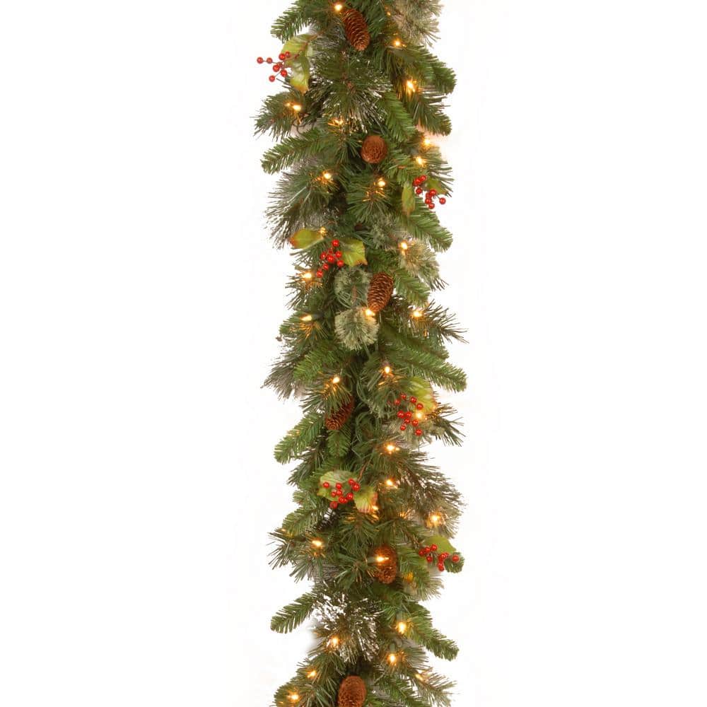 Wintry Pine 9 ft. Garland with Clear Lights - Hercitys
