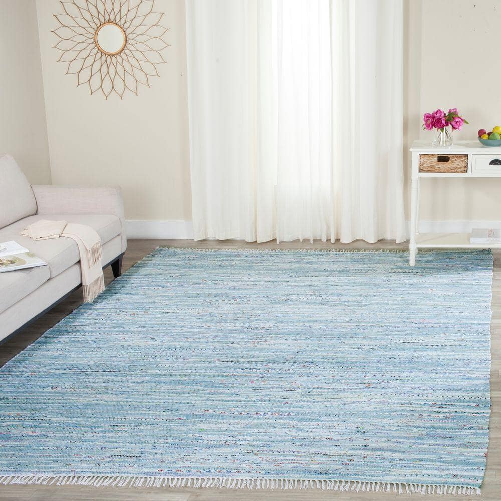 Rag Rug Light Blue/Multi 5 ft. x 7 ft. Striped Area Rug - Hercitys