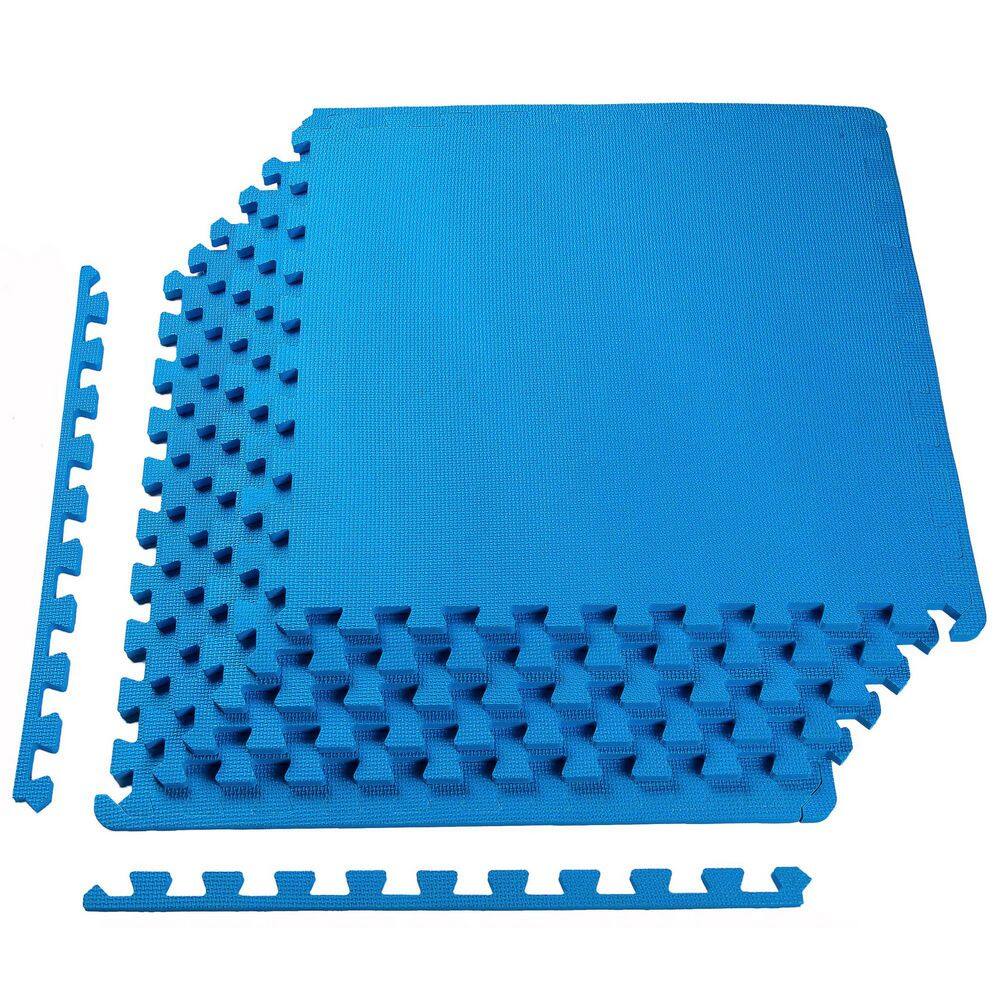 Blue 24 in. W x 24 in. L x 0.5 in. T EVA Interlocking Foam Gym Flooring Mat (6 Tiles/Pack) (24 sq. ft.) - Hercitys