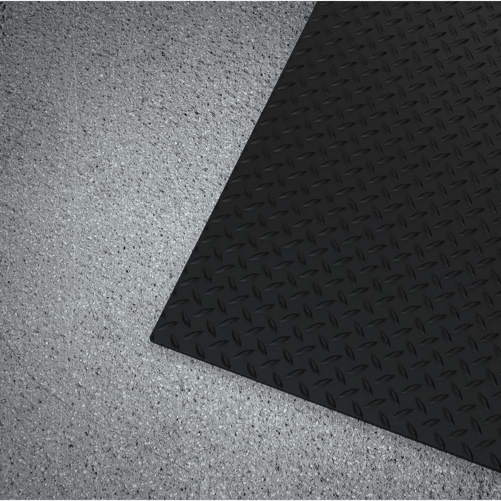 Black 36 in. x 10 ft. Vinyl Diamond Plate Commercial Grade Matting - Hercitys