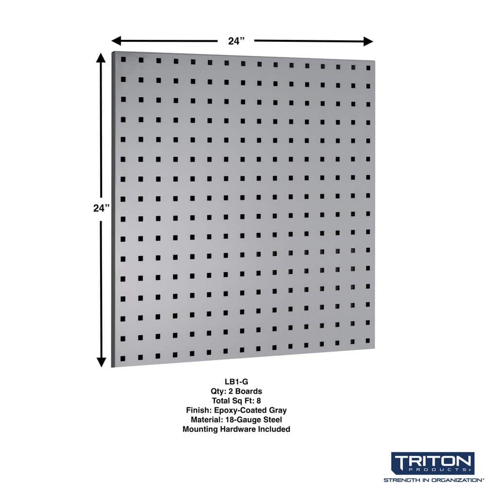 LocBoard 24 in. H x 24 in. W Steel Pegboard in Gray (2-Pack) - Hercitys