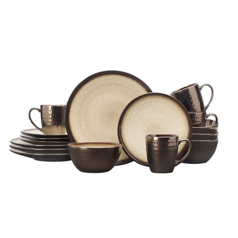 Anastasia 16-Piece Modern Cream Stoneware Dinnerware Set (Set for 4) - Hercitys