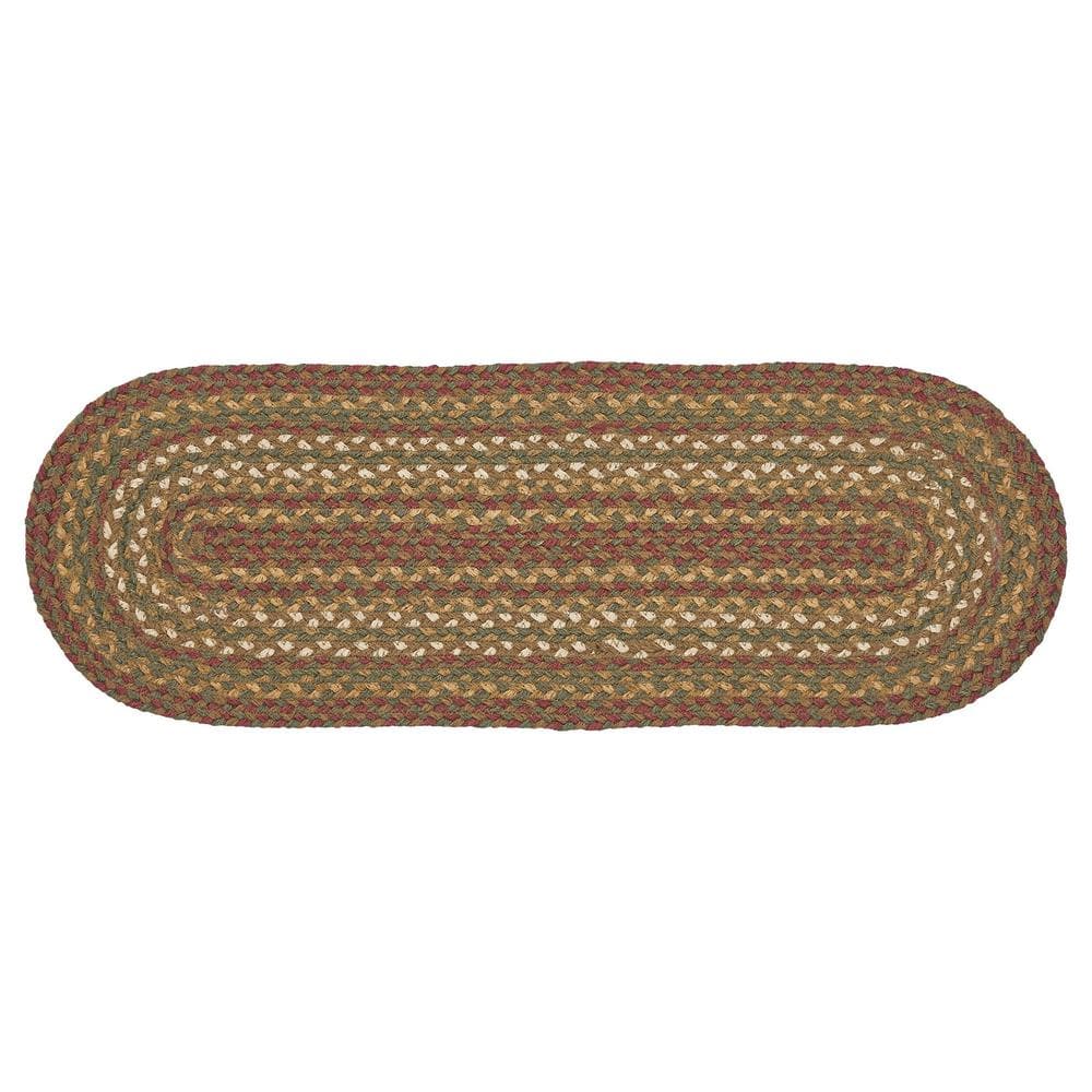 Tea Cabin 8 in. W x 24 in. L Moss Green Crimson Creme Geometric Jute Table Runner - Hercitys