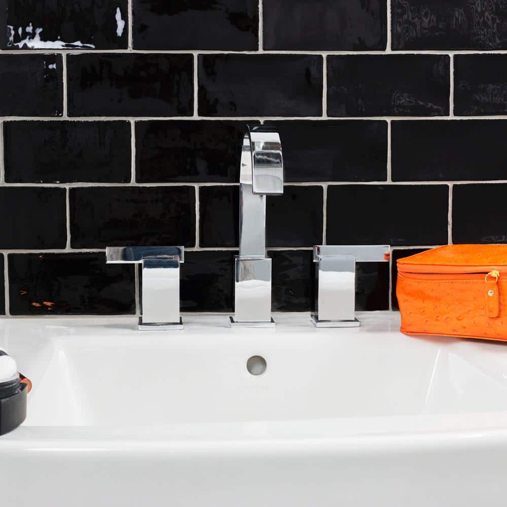 Catalina Black 3 in. x 6 in. Polished Ceramic Subway Wall Tile (5.38 sq.ft./case) - Hercitys