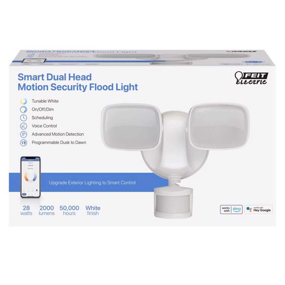 Smart Home Motion-Sensing Hardwired LED White Smart-Enabled Security Floodlight - Hercitys