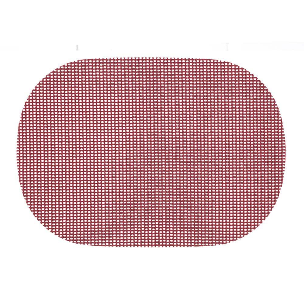 Fishnet 17 in. x 12 in. Brick PVC Covered Jute Oval Placemat (Set of 6) - Hercitys