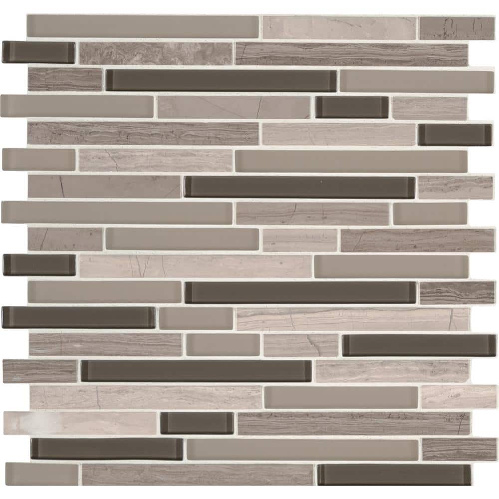 Modello Grigio Interlocking 12 in. x 12 in. Textured Glass; Stone Look Wall Tile (15 sq. ft./Case) - Hercitys