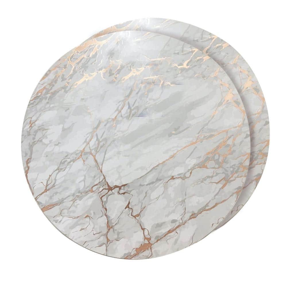 Marble Cork 15 in. x 15 in. Rose Gold Round Placemat Set of 2 - Hercitys