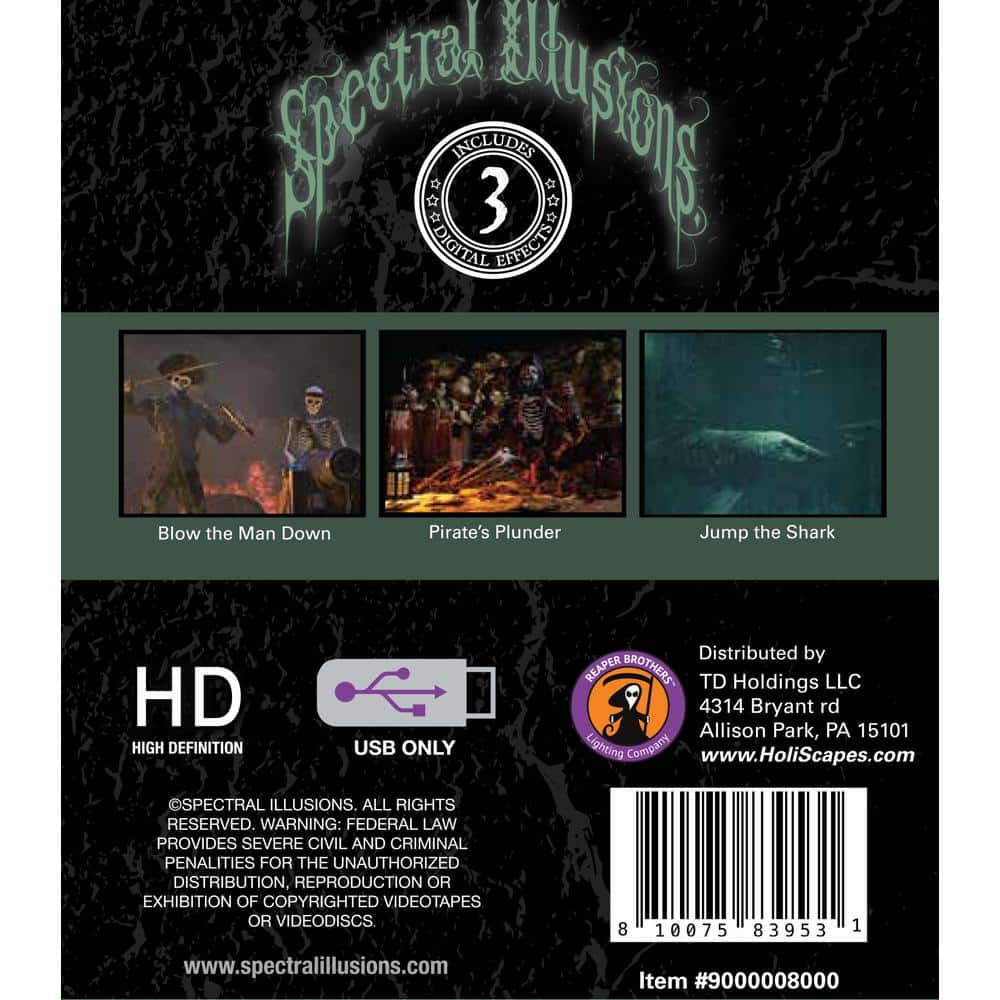 Spectral Illusions Pirates Cove Halloween Digital Decoration on USB with 5.5 ft. x 9 ft. gray screen - Hercitys