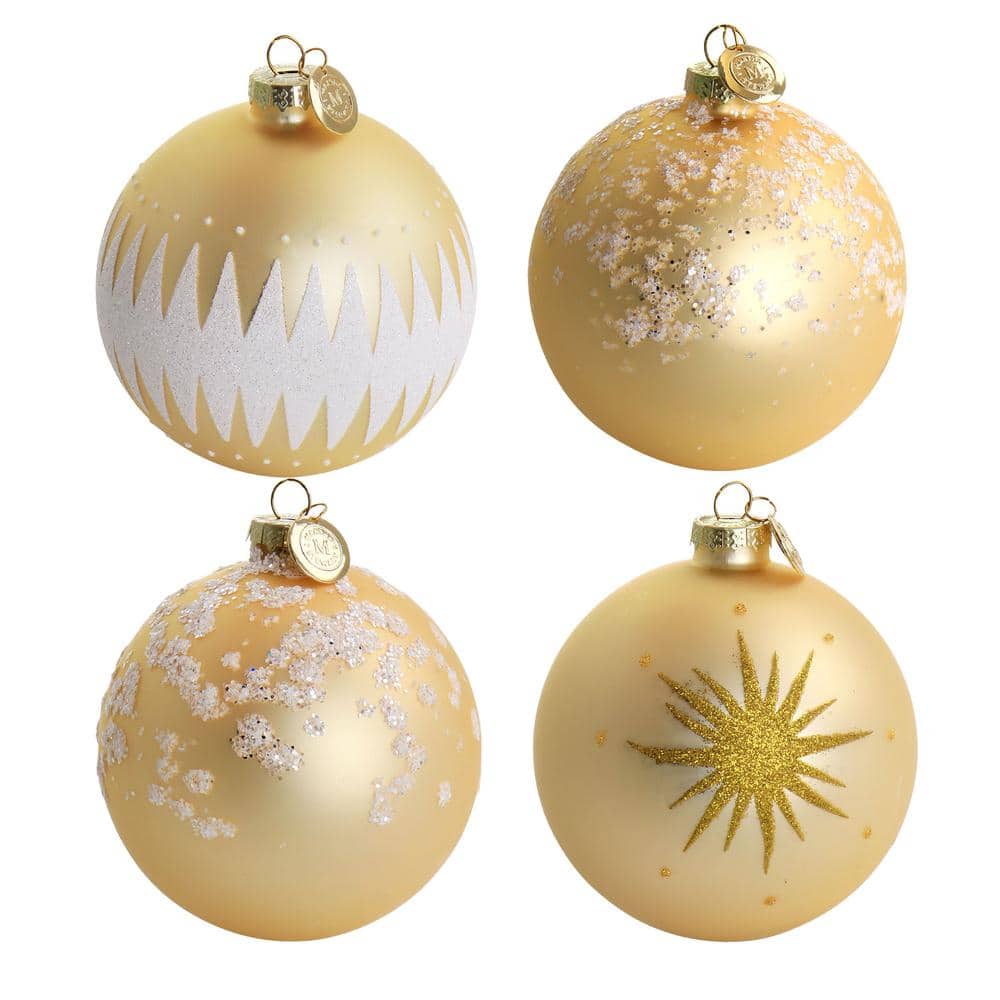 Holiday Ball Ornament 4 Piece Set in Gold - Hercitys