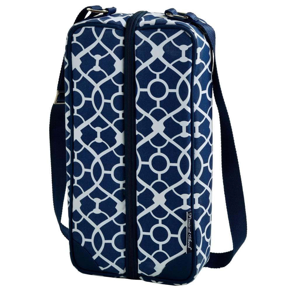 Sunset Trellis Blue Collection Wine Tote for 2 with Glasses - Hercitys