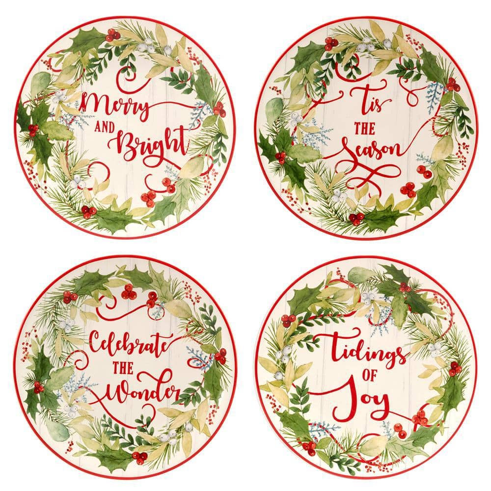 Multi-Colored Winter Greens Dessert Plates (Set of 4) - Hercitys