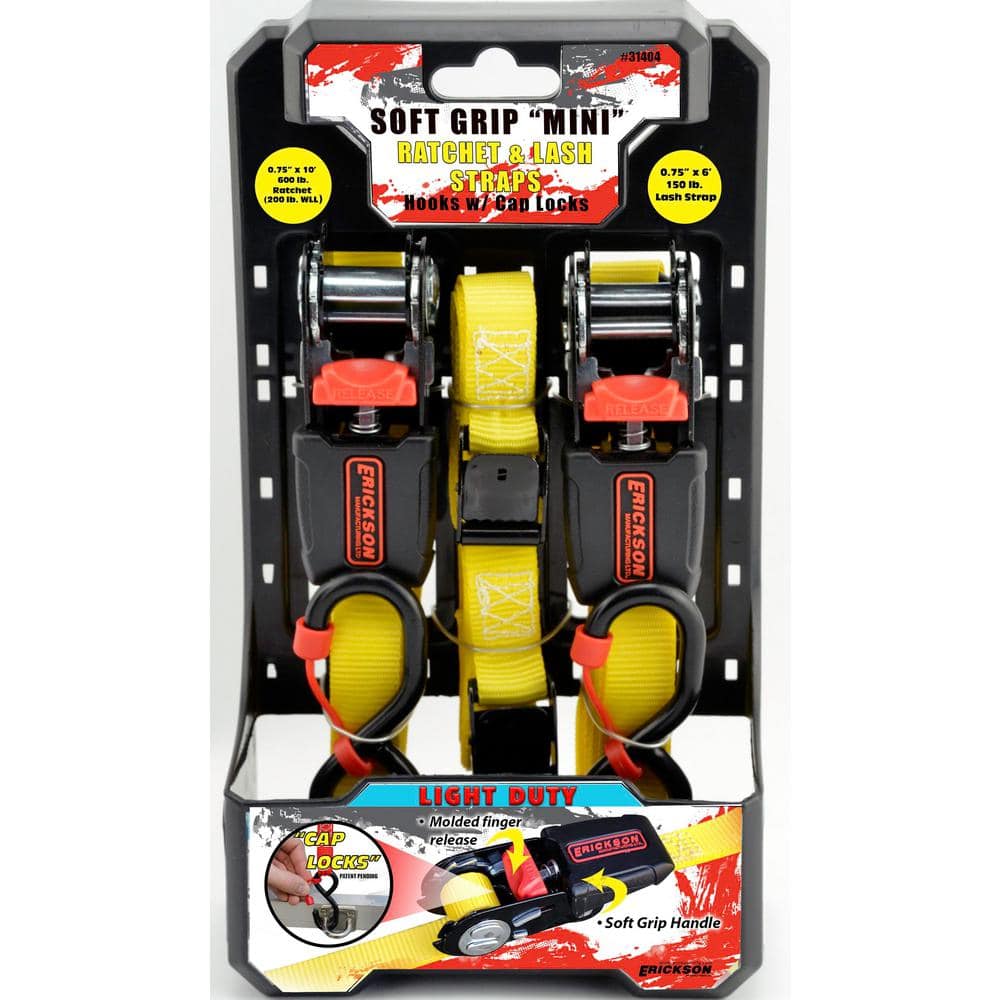 6 ft. x 3/4 in. Lash Strap with 10 ft. x 3/4 in.Mini Ratchet (Combo-Pack) - Hercitys