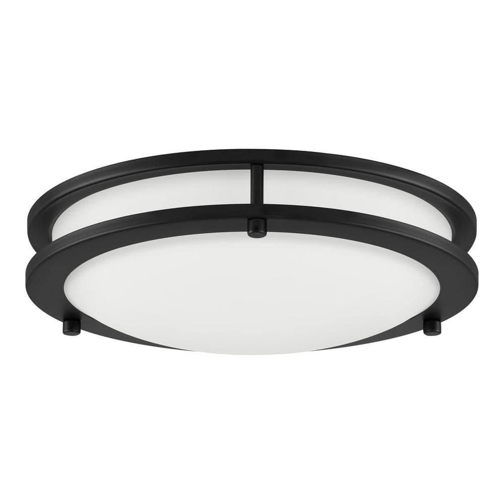 Flaxmere 12 in. Contemporary Matte Black Selectable CCT Integrated LED Flush Mount for Kitchens - Hercitys