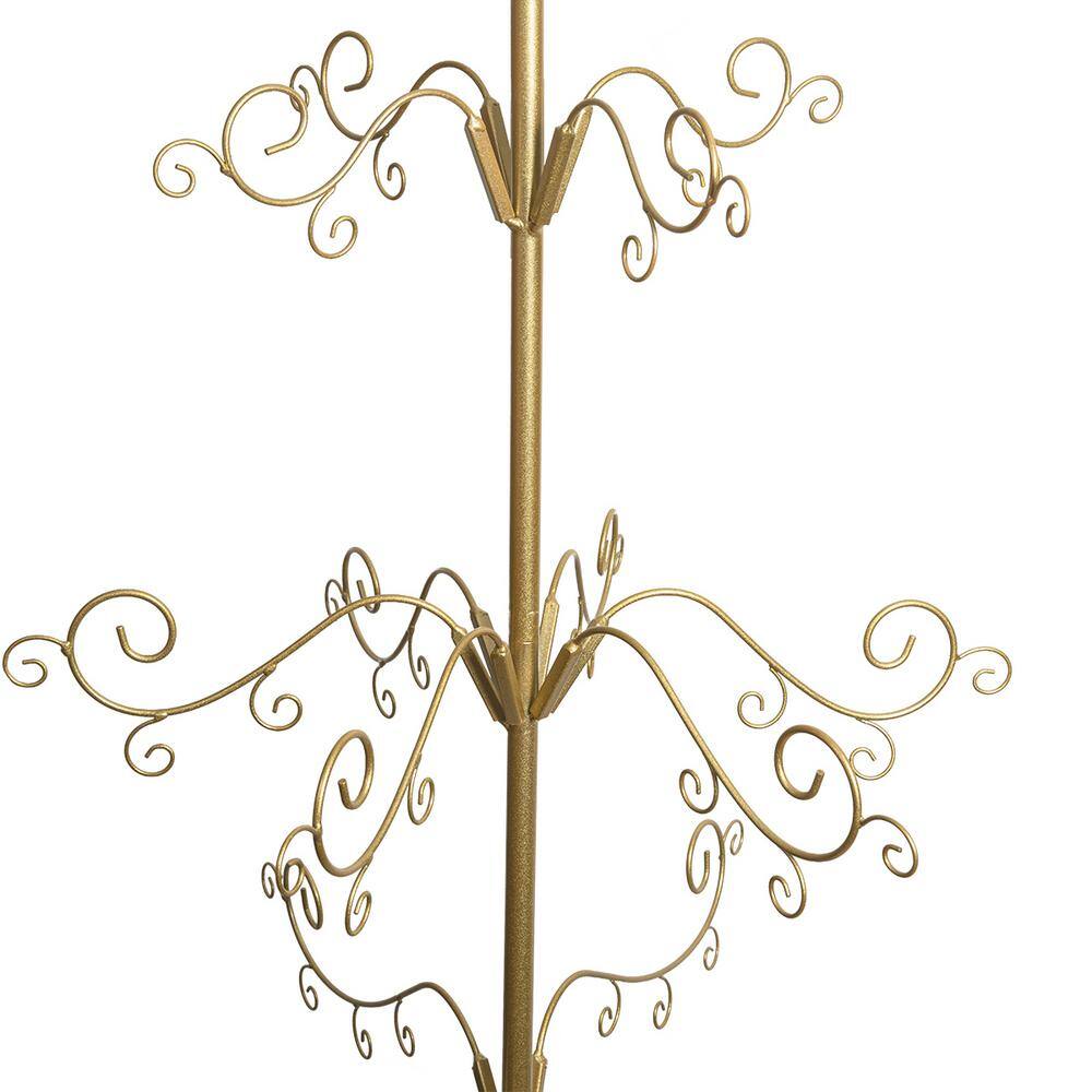 6.4 ft. Golden Color Metal Artificial Christmas Tree Frame Stand with Hooks for Decorative Ornaments - Hercitys