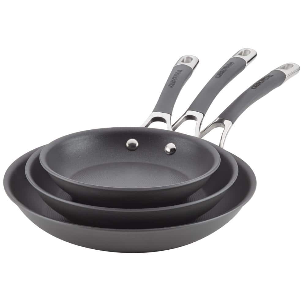Radiance 3-Piece Hard-Anodized Aluminum Nonstick Skillet Set in Gray - Hercitys