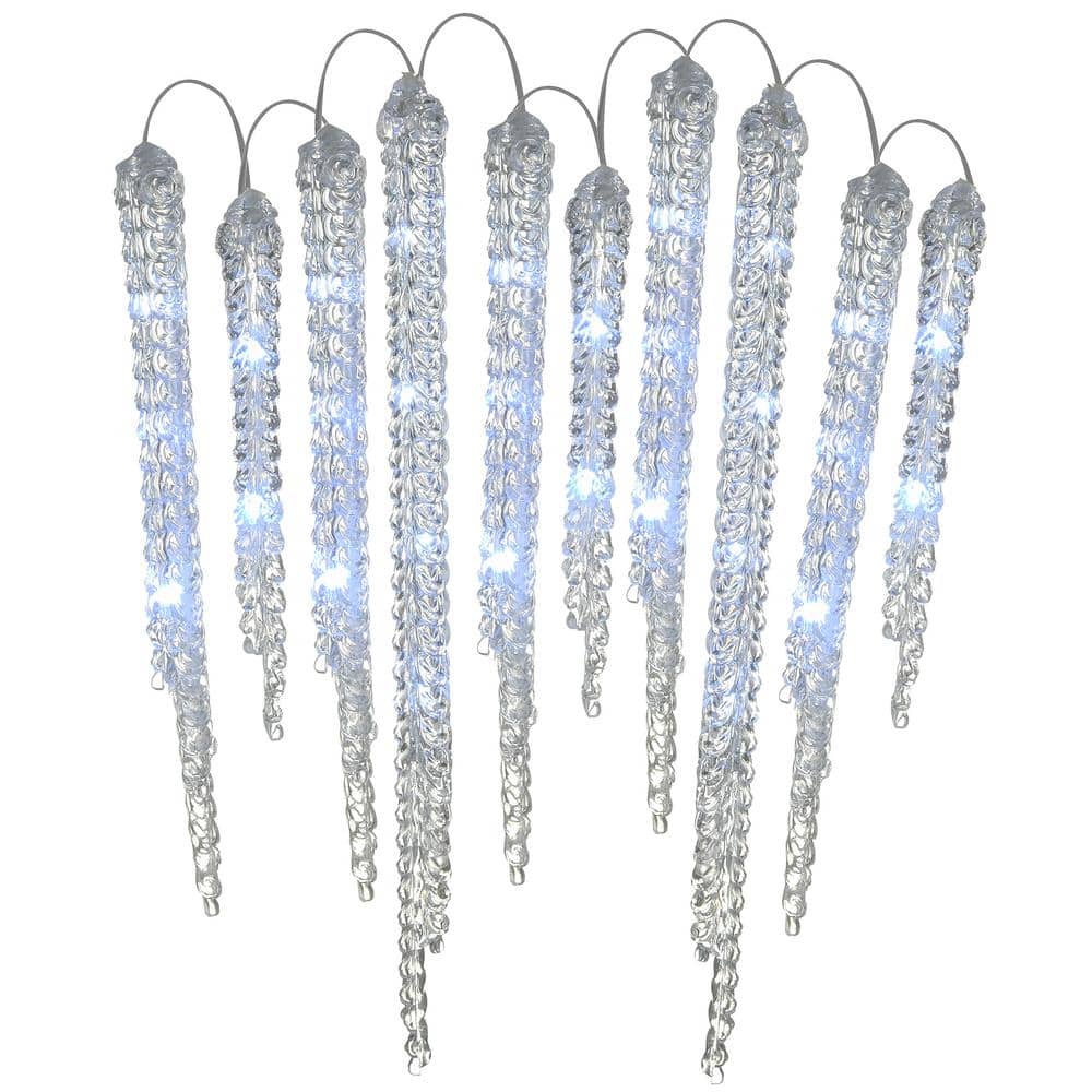 Christmas Crystal Icicles with Cool White LED Lights - Hercitys