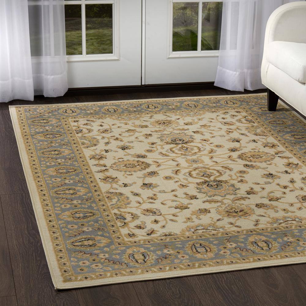 Optimum Ivory/Blue 5 ft. x 7 ft. Indoor Area Rug - Hercitys