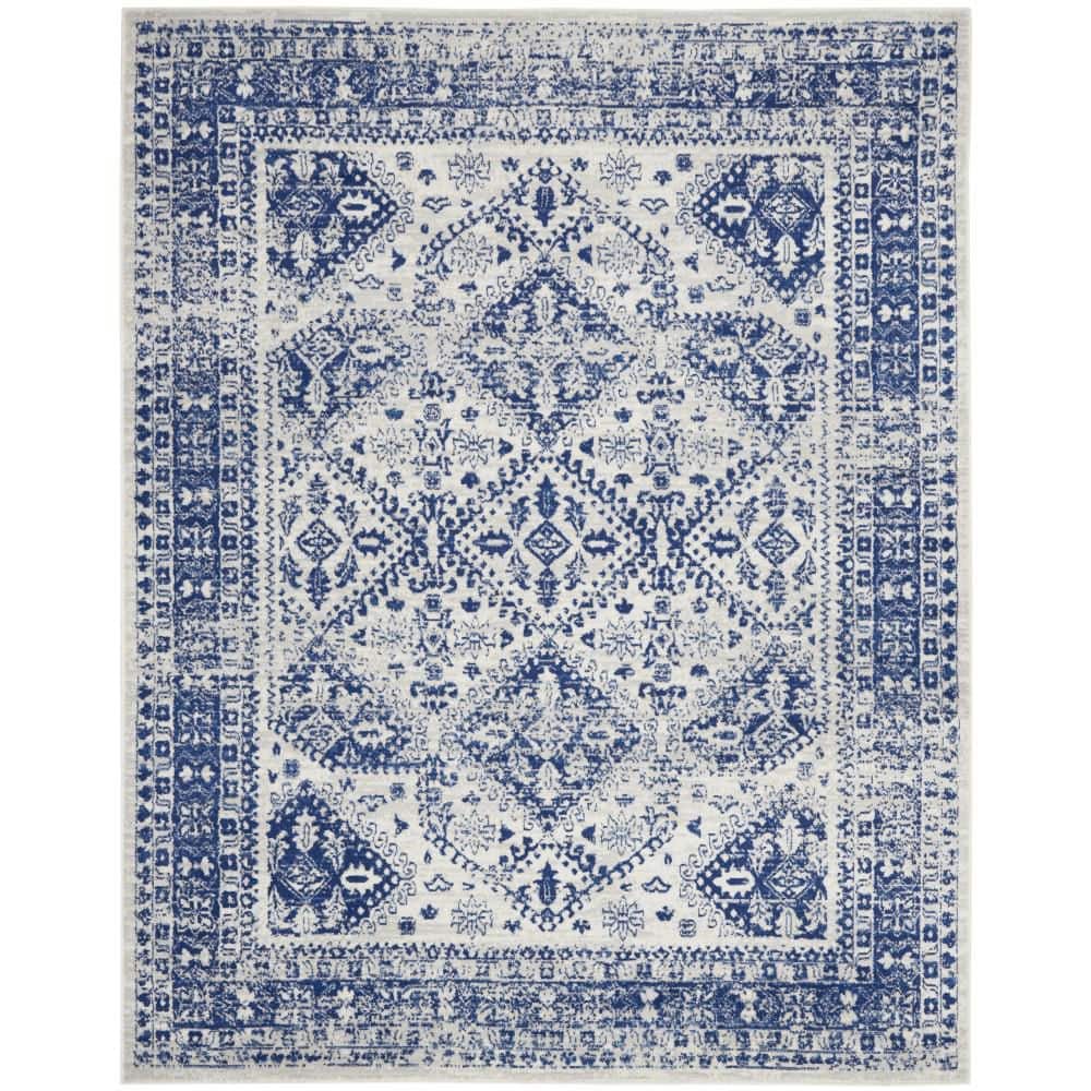 Whimsicle Ivory Navy 9 ft. x 12 ft. Geometric Bohemian Area Rug - Hercitys
