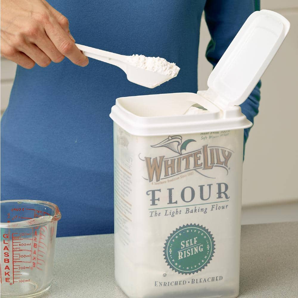 Storage Dispenser for Flour, Sugar and More with Flip Lid and Scoop - Hercitys