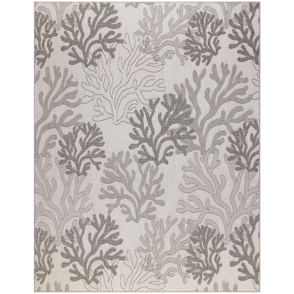Garden Oasis Grey 9 ft. x 12 ft. Nature-inspired Contemporary Area Rug - Hercitys