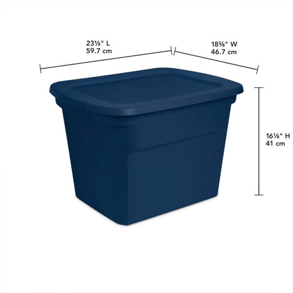 Classic Lidded Stackable 18 gal. Storage Tote Container in Blue (8-Pack) - Hercitys