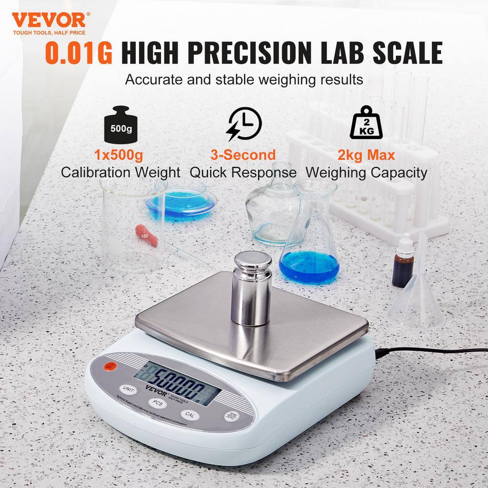 Analytical Balance, 2000g x 0.01g Accuracy High Precision LCD Food Scale,13-Units Conversion Electronic Scientific Scale - Hercitys