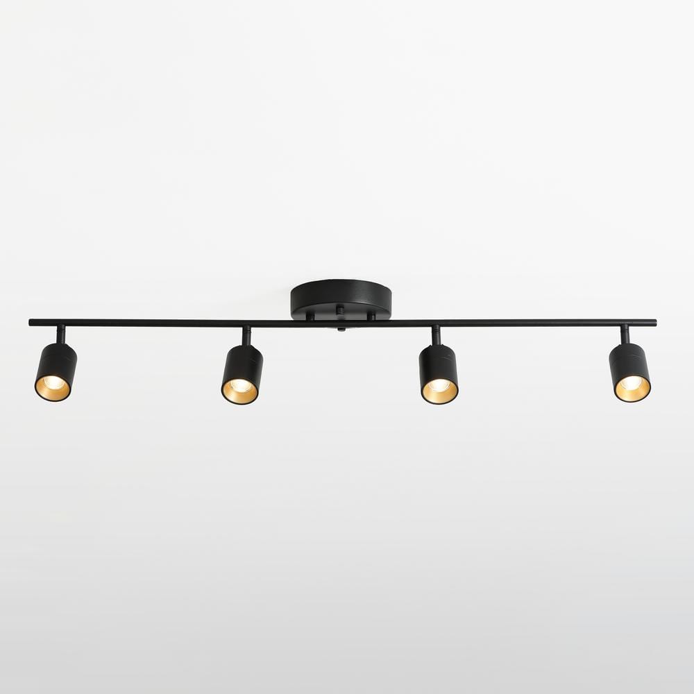 Shura 37 in. 4-Light Matte Black Integrated LED Flush Mount Ceiling Light with Rotatable Heads, 3000K, 2240 Lumens - Hercitys