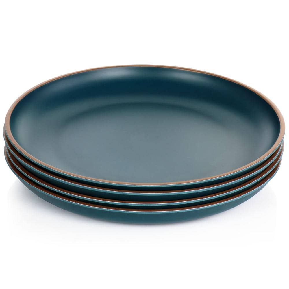 Rockabye 4-Piece Melamine Dinner Plate Set in Dark Teal - Hercitys