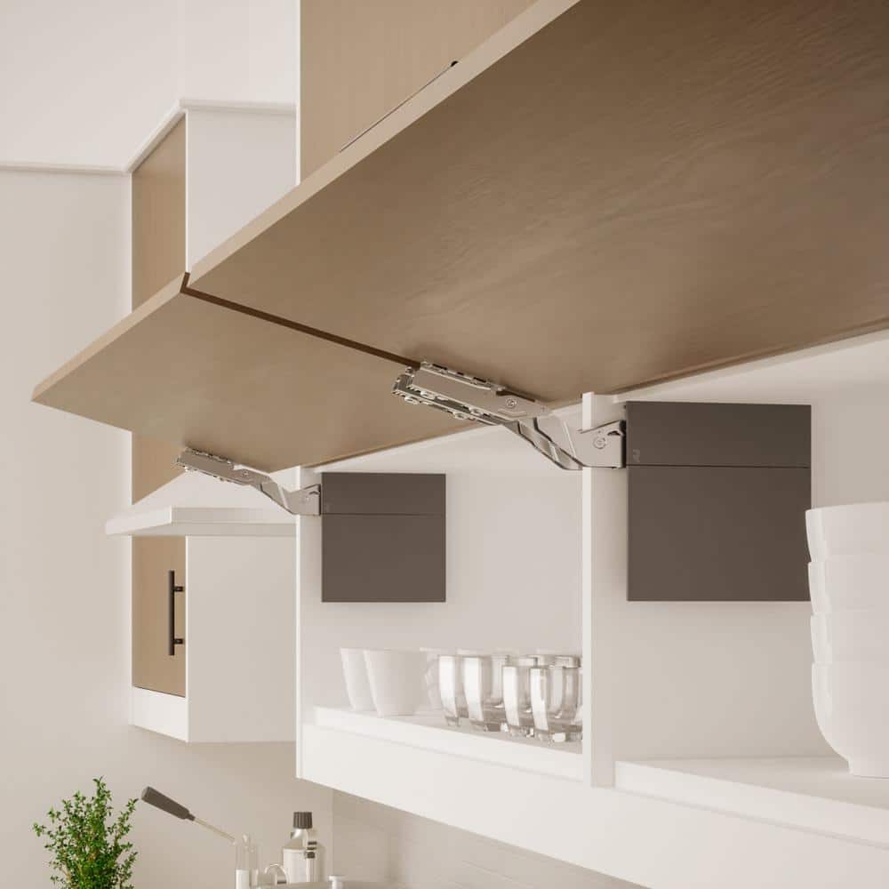 Atmos Series Anthracite Soft-Close Heavy Duty Overlay for Frameless Cabinet Lift-Up Hinge (1-Pair) - Hercitys