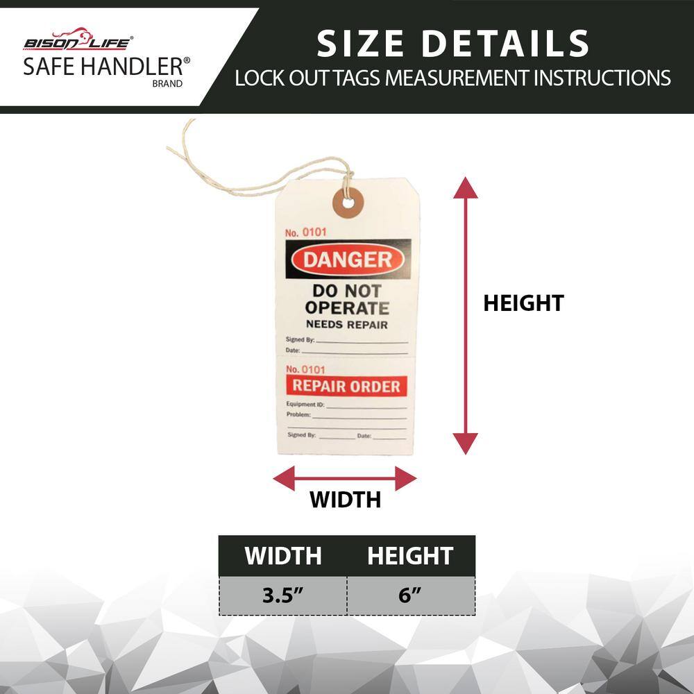 White/Red/Black, Lock Out Tags with Ties, Danger Do Not Operate Needs Repair Sign – (Pack of 100) - Hercitys
