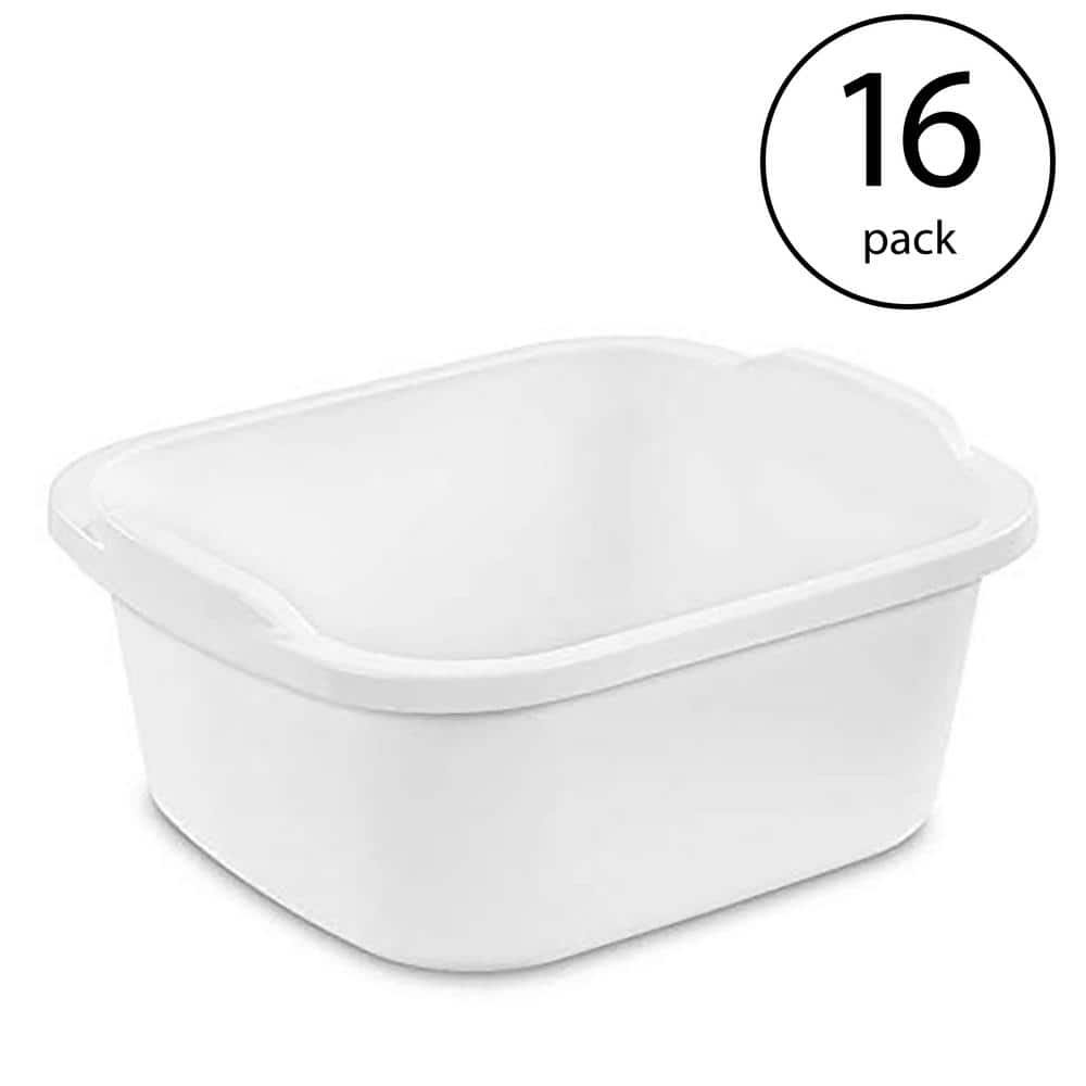 Durable Reinforced Plastic 12 Qt. Kitchen Dishpan White (16 Pack) - Hercitys