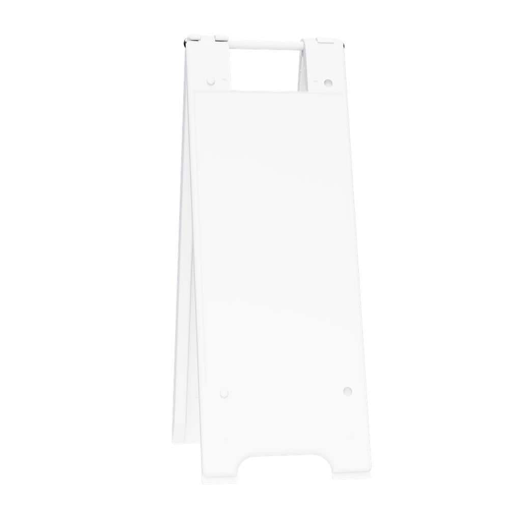 Minicade 12 in. W x 24 in. H White Plastic Portable Foldable Double-Sided A-Frame Sign Stand - Hercitys