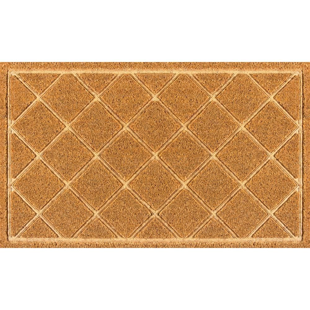 Welcome Diamond Natural 18 in. x 30 in. Coir Non-Slip Outdoor Door Mat - Hercitys