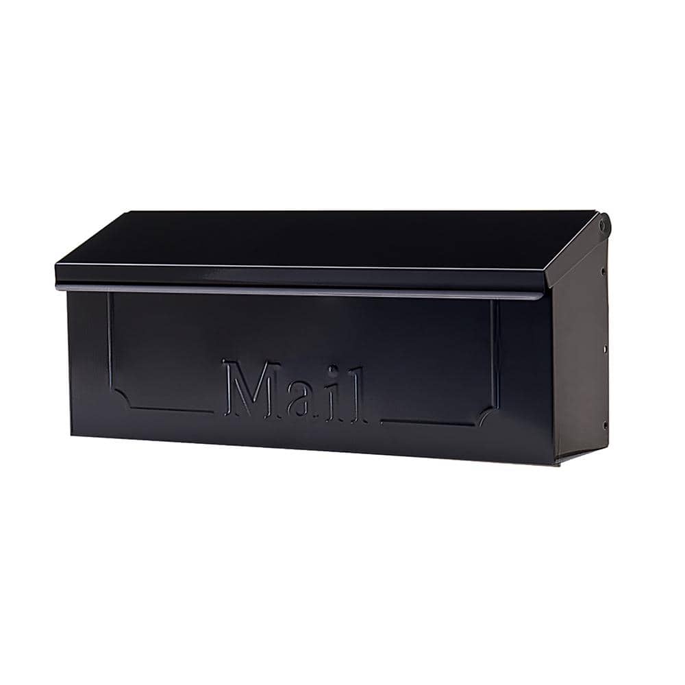 Townhouse Black, Small, Galvanized Steel, Horizontal, Wall Mount Mailbox - Hercitys