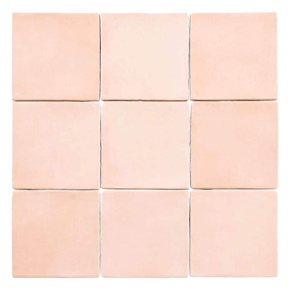 Jenae Corile Pink 4 in. x 4 in. Zellige Glossy Ceramic Wall Tile (5.38 sq. ft. / Case) - Hercitys