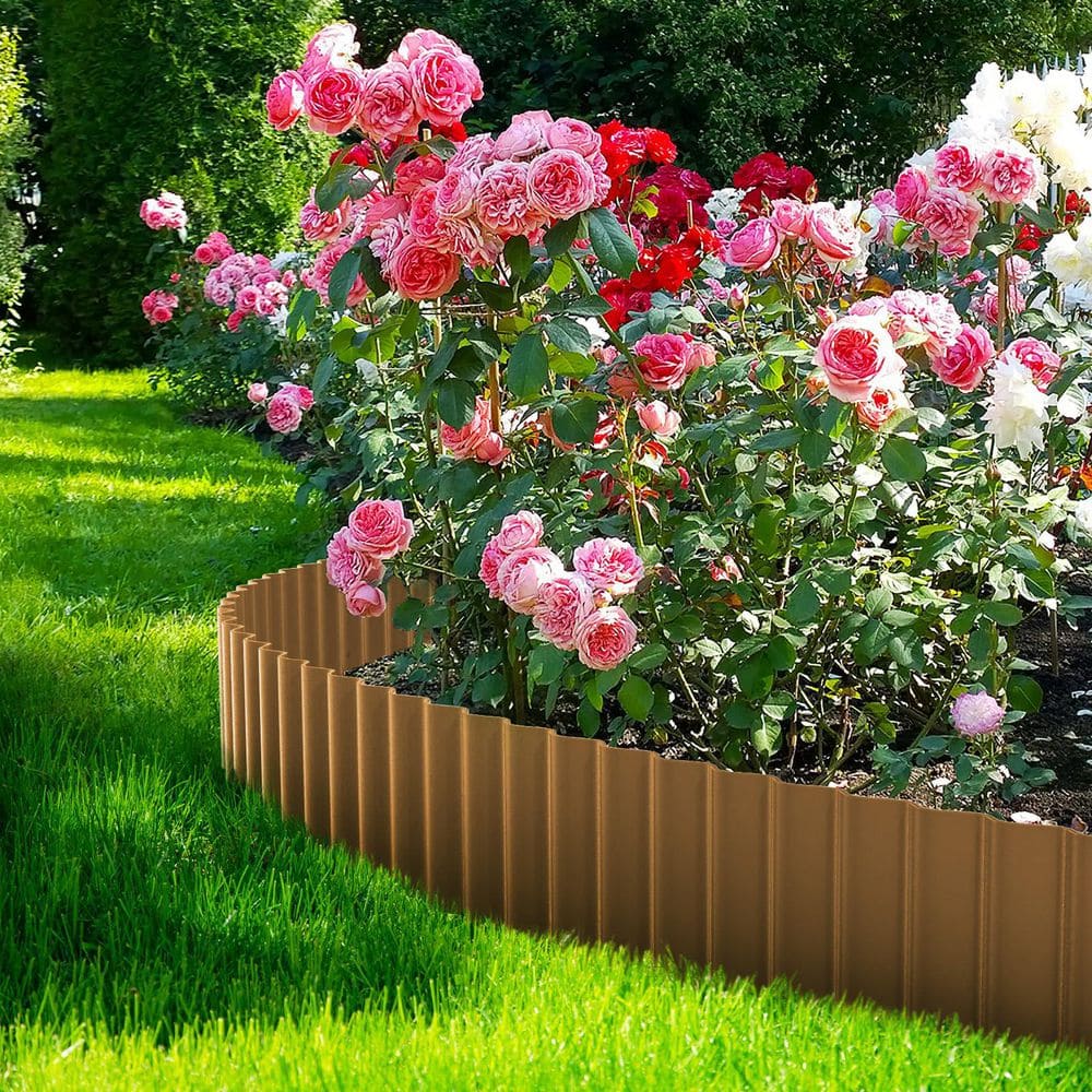 6″ x 20′ Brown Corrugated Metal Garden Edging Landscape Edging Border for Lawn Flower Bed Garden Fence Paver Edging - Hercitys