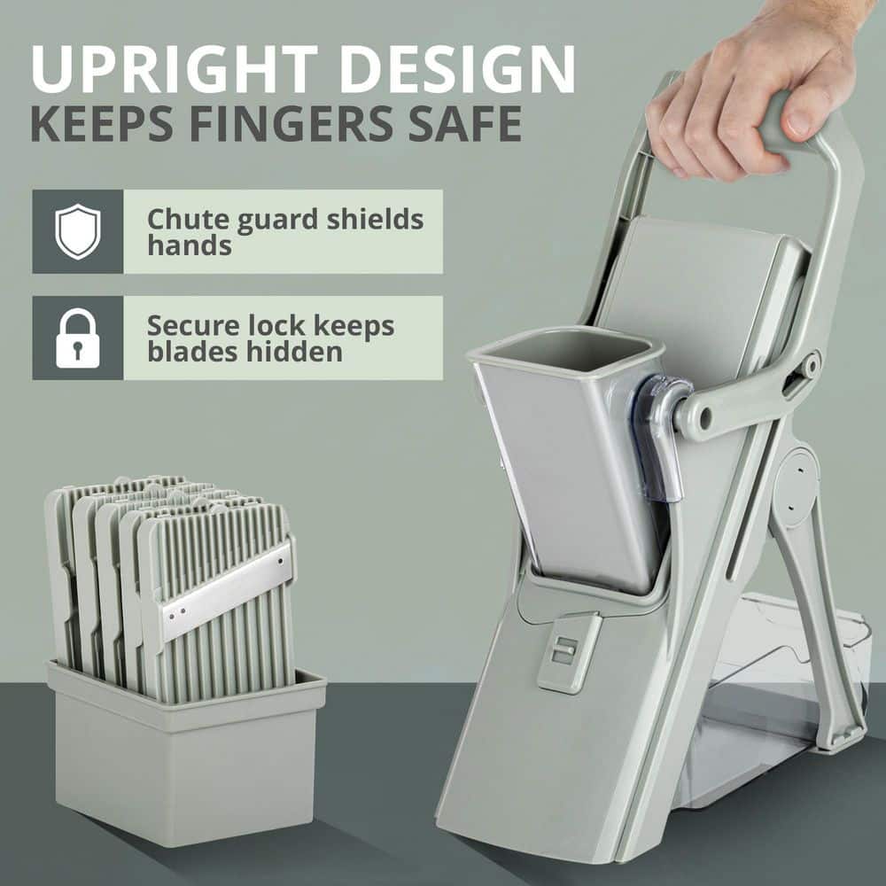 Nutri Slicer Mandoline 5-in-1 Multi-Functional Portable Countertop Kitchen Mandoline in Sage - Hercitys