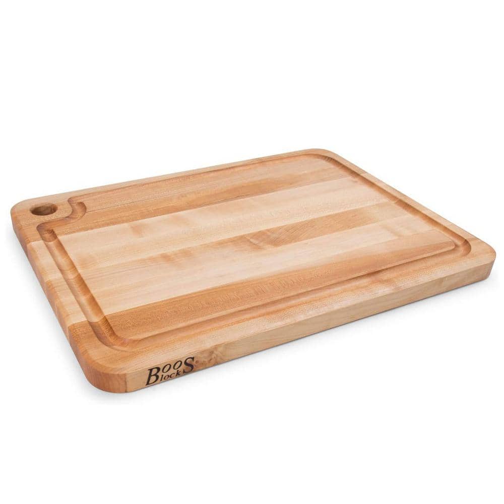 Wood 22 in. x 16 in. Rectangular Edge Grain Reversible Cutting Board w/Juice Groove - Hercitys