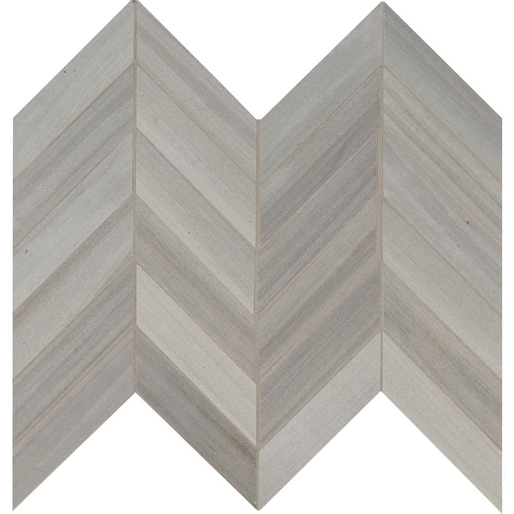 Havenwood Platinum Chevron 12 in. x 15 in. x 0.31 in. Matte Porcelain Mesh-Mounted Mosaic Tile (320 sq. ft./Pallet) - Hercitys
