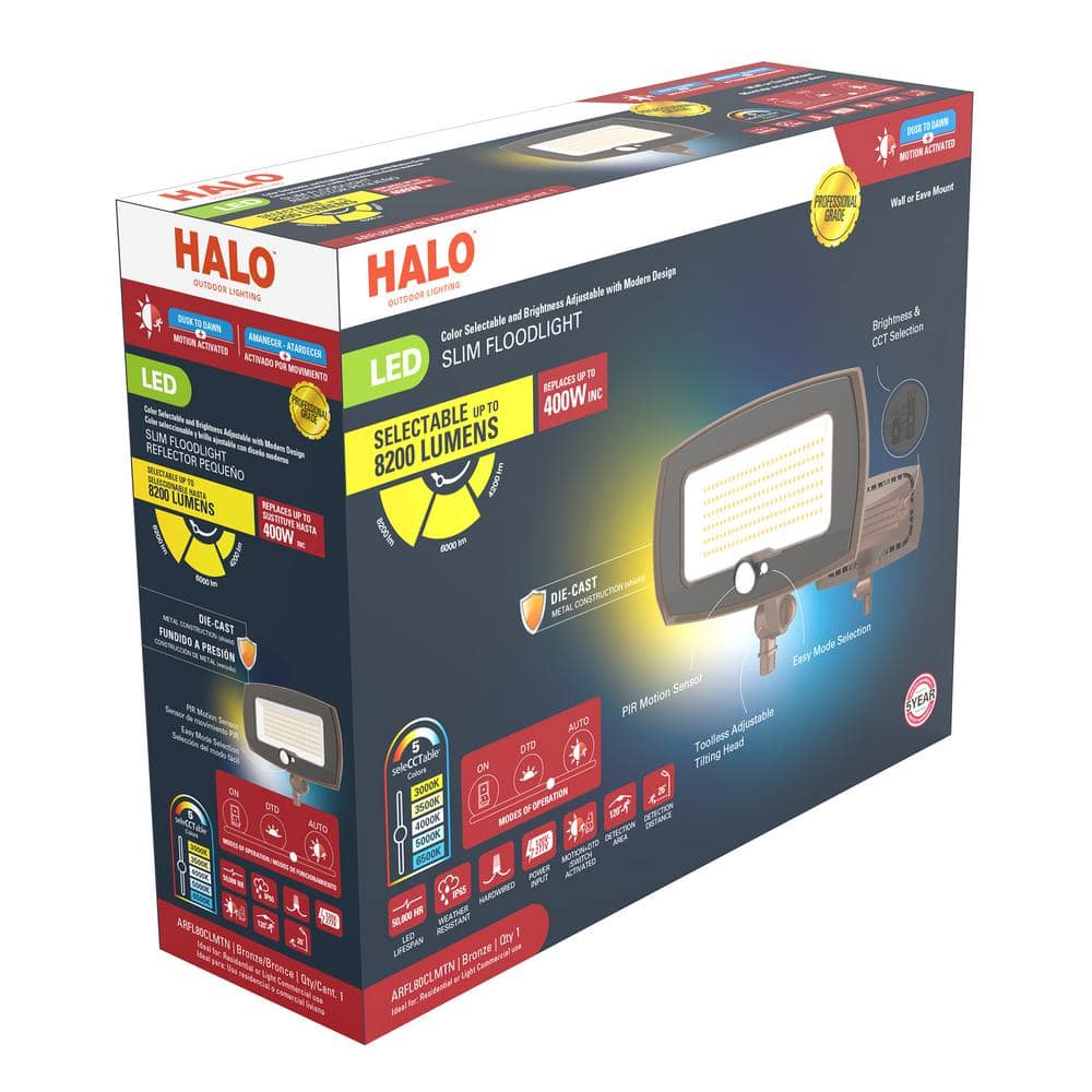 ARFL 400-Watt Equivalent, 8000 Lumens, Bronze, Sel 5CCT UNV MTN Integrated LED Flood Light - Hercitys