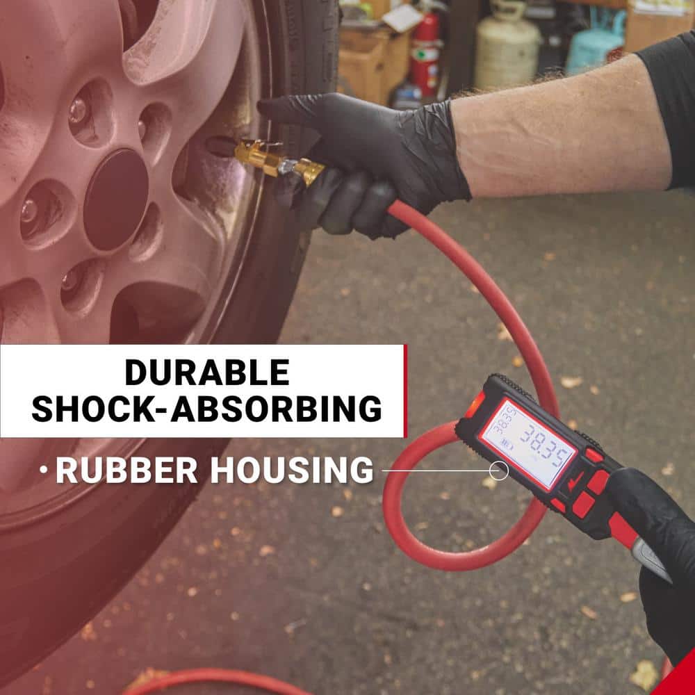 Milton Digital Tire Inflator Pressure Gauge with Multi-Air Chuck Air Hose Kit (0-160 PSI) ± 0.05% Accuracy - Hercitys