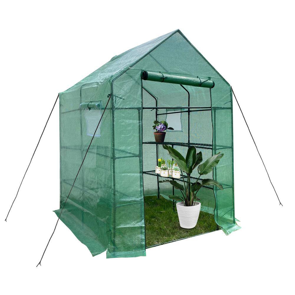 Outdoor 56 in. x 56 in. x 76 in. Metal Green Cover Greenhouse - Hercitys