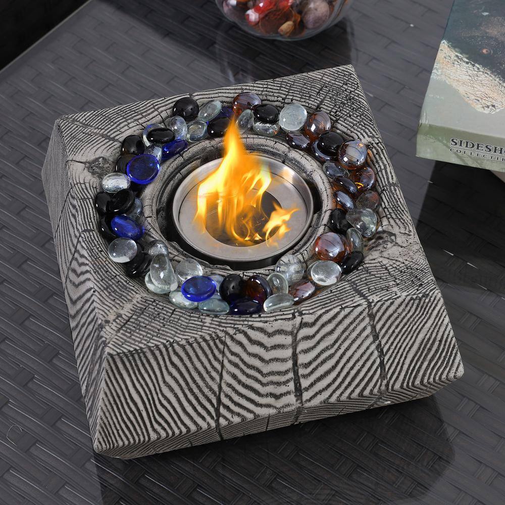 9 in. W x 4.7 in. H Rectangular TerraFab Grey Tabletop Fire Pit - Hercitys